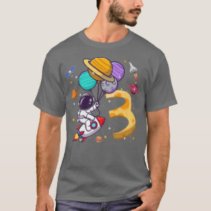 3rd Birthday Astronaut Space Balloons 3 Years Old T-Shirt
