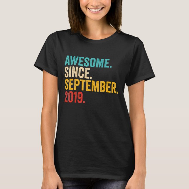 3rd Birthday  Awesome Since September 2019 3 Years T-Shirt (Front)