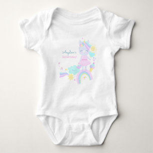 3rd birthday Baby Bodysuit with a funny unicorn.
