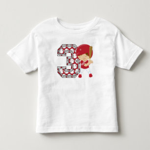 3rd Birthday Baseball Batter Red and White Toddler T-shirt