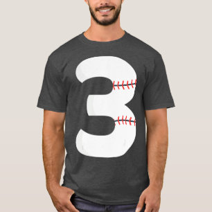 3rd Birthday Baseball Big Number Three 3 Year Old T-Shirt