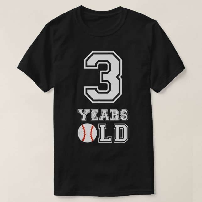 3rd Birthday Baseball Big Number Three 3 Year Old  T-Shirt (Design Front)