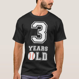 3rd Birthday Baseball Big Number Three 3 Year Old  T-Shirt