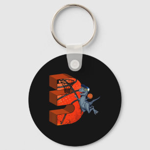3rd Birthday Basketball Dinosaur Boy Gifts Slam Du Keychain