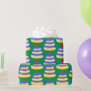 3rd Birthday Blue Cake Wrapping Paper