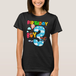 3rd Birthday Boy Airplane Pilot 3 Years Old Helico T-Shirt
