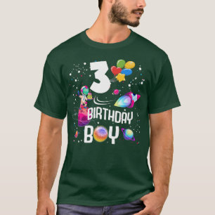 3rd Birthday Boy Astronaut Space 3 Years Old Rocke T-Shirt
