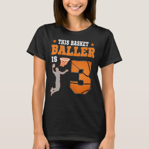 3rd Birthday Boy Basketball 3 Year Old Theme Party T-Shirt