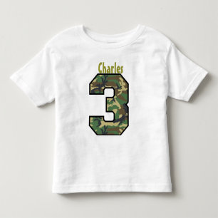 3rd Birthday Boy Camo Three Year Custom Name V007C Toddler T-shirt