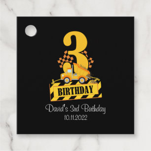 3rd Birthday Boy Construction Truck 3 Years Old Favour Tags