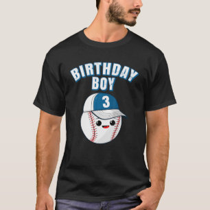 3Rd Birthday Boy Funny 3 Years Old Baseball Player T-Shirt