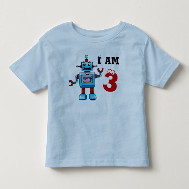 3rd birthday boy gift - robot toddler t-shirt (Front)
