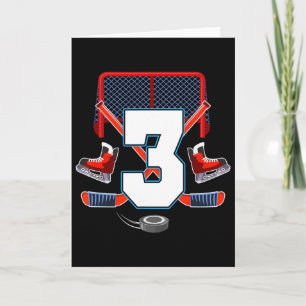 3rd Birthday Boy Ice Hockey Theme 3 Year Old Party Card