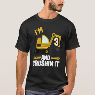 3rd Birthday boy tractor excavator I'm 3 crushin'I T-Shirt