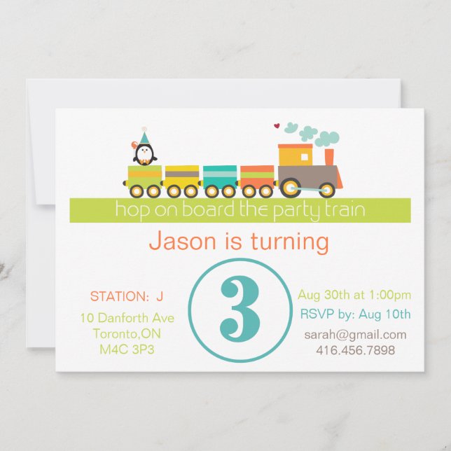 3rd Birthday (Boy) Train Invitation (Front)