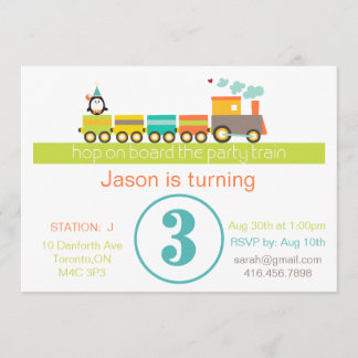 3rd Birthday (Boy) Train Invitation