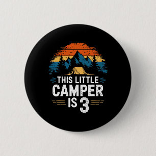 3rd Birthday Camping Shirt For 3 Year Old Kids Cam 2 Inch Round Button