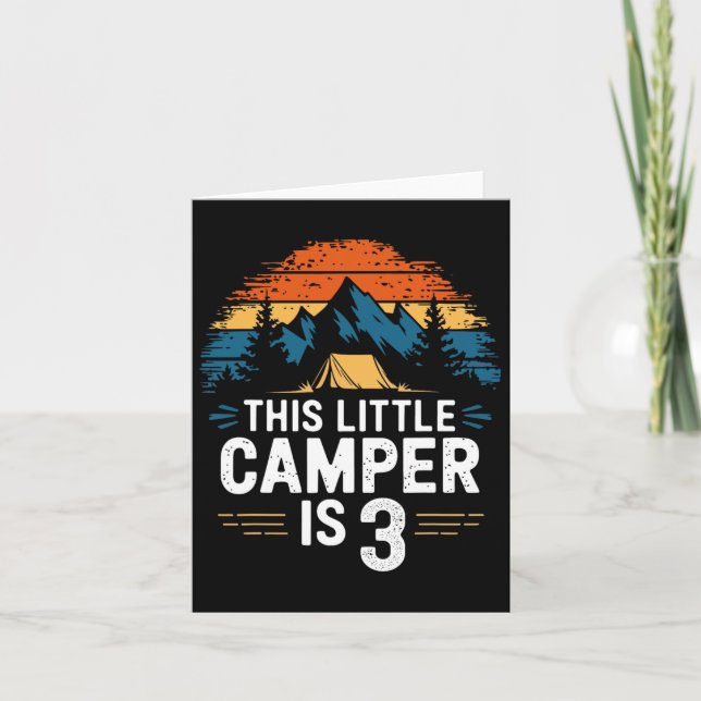 3rd Birthday Camping Shirt For 3 Year Old Kids Cam Card (Front)
