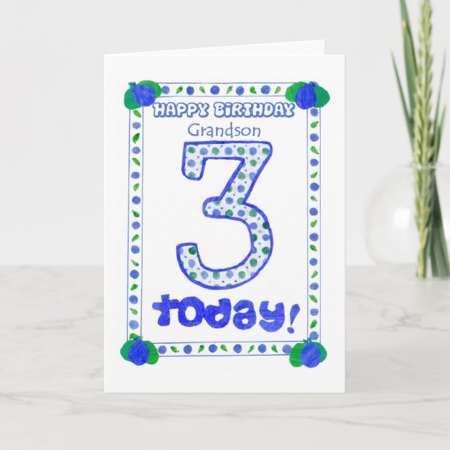 3rd Birthday Card for a Grandson (Front)