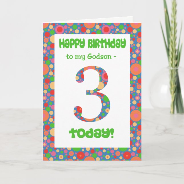 3rd Birthday Card for Godson, Bright and Bubbly (Front)
