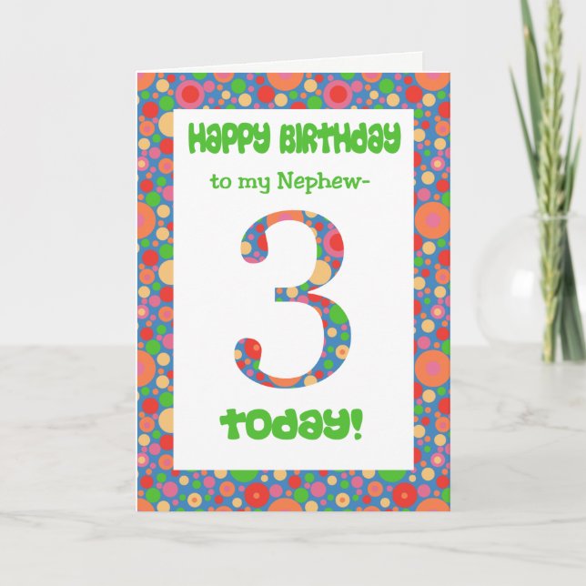 3rd Birthday Card for Nephew, Bright and Bubbly (Front)