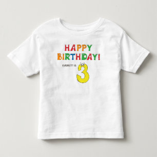 3rd Birthday Colourful Alphabet with First Name Toddler T-shirt