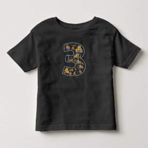 3rd birthday construction site crane 3 years old toddler t-shirt