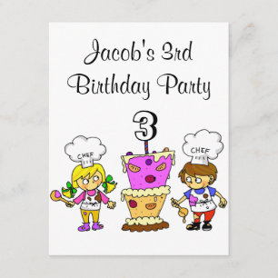 3rd birthday cooking party invitation