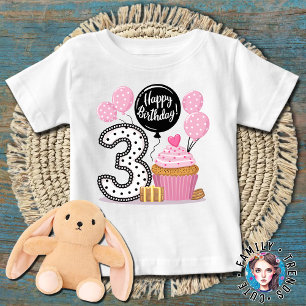 3rd birthday CUPCAKE Baby T-Shirt