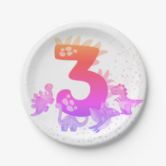 3rd Birthday. Dinosaur Design. My third birthday.  Paper Plate