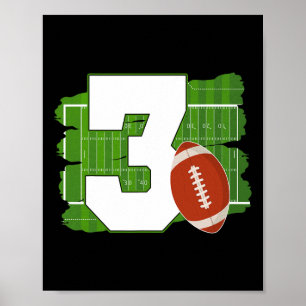 3rd Birthday Football Theme 3 Year Old Football Lo Poster