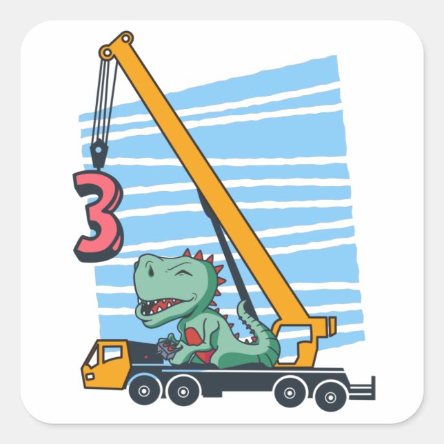 3rd Birthday for 3 year old Kids B-day Square Sticker (Front)
