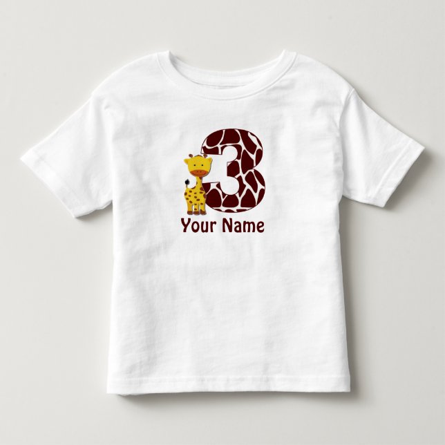 3rd Birthday Giraffe Personalized T-shirt (Front)