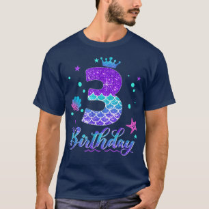 3rd Birthday Girl Mermaid For 3 Years Old Party T-Shirt