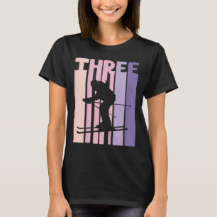 3rd Birthday Girl Retro Ski Lover Skier 3 Years Ol T-Shirt