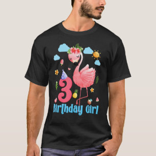 3rd Birthday Girls Flamingo 3 Years Old Tropical F T-Shirt