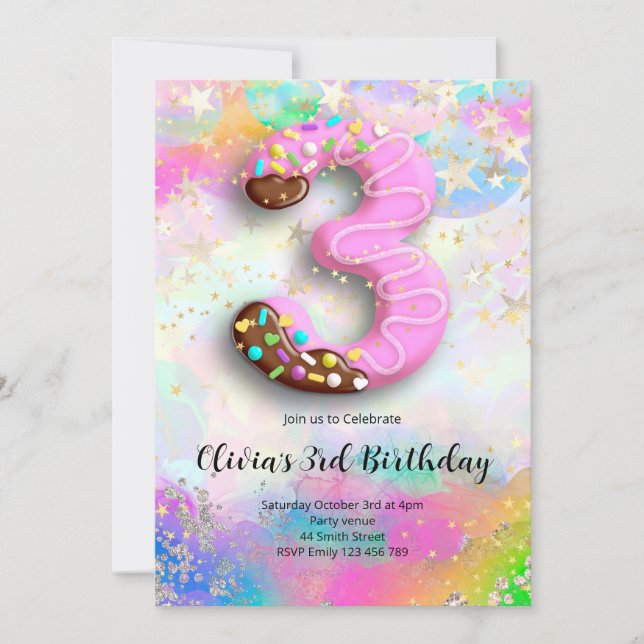 3rd Birthday Girls Invitation (Devant)