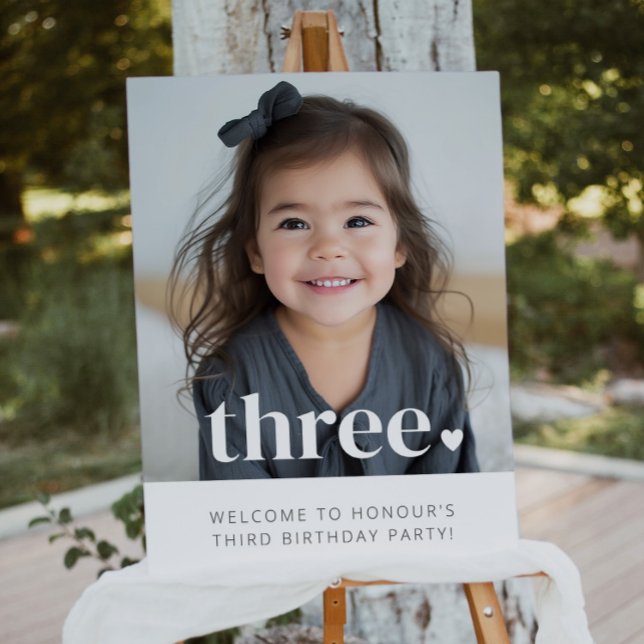 3rd Birthday Heart Photo Welcome Sign (Creator Uploaded)