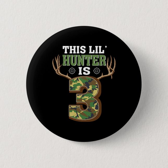3rd Birthday Hunting Deer 3 Year Old Hunter 1  2 Inch Round Button (Front)