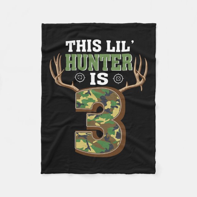 3rd Birthday Hunting Deer 3 Year Old Hunter 1  Fleece Blanket (Front)