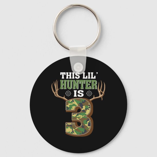 3rd Birthday Hunting Deer 3 Year Old Hunter 1  Keychain (Front)