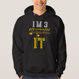 3rd Birthday Im 3 And Crushing It Construction Wor Hoodie