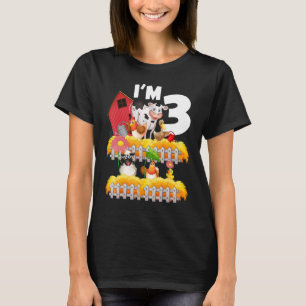 3rd Birthday I'm 3 Year Old Toddler Theme Farm Ani T-Shirt