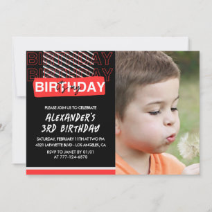 3rd birthday invitations boy Party Photo Red