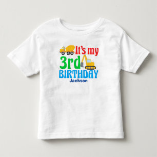 3rd Birthday Kids Construction Vehicle Party Toddler T-shirt