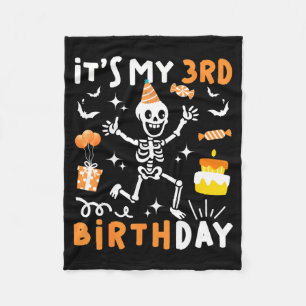 3rd birthday kids funny skeleton 3rd boo day fleece blanket
