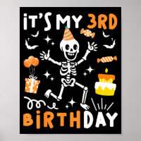 3rd birthday kids funny skeleton 3rd boo day