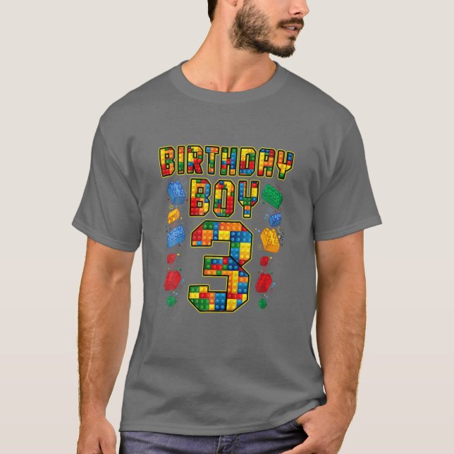 3Rd Birthday Master Builder 3 Years Old Block Buil T-Shirt (Front)