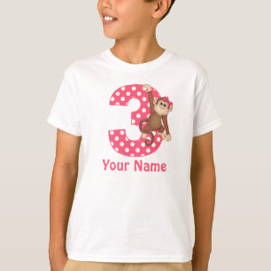3rd Birthday Monkey Girl Personalized Shirt