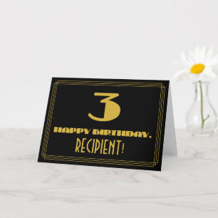 3rd Birthday: Name + Art Deco Inspired Look "3" Card